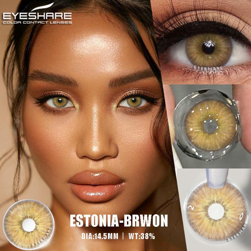 Eyeshare 1Pair Colored Contact Lenses for Eyes ESTONIA Gray Pupils Brown Color Lens Blue Eye Contacts Yearly Cosmetics