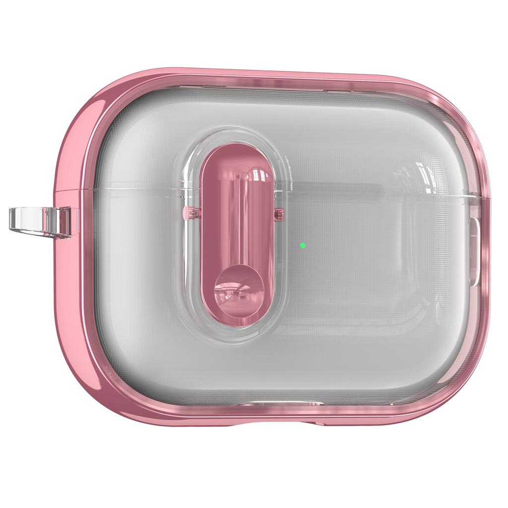 For Apple AirPods Pro / Pro 2 Case Clear Electroplated TPU PC Earbuds Cover with Lock Clasp / Carabiner