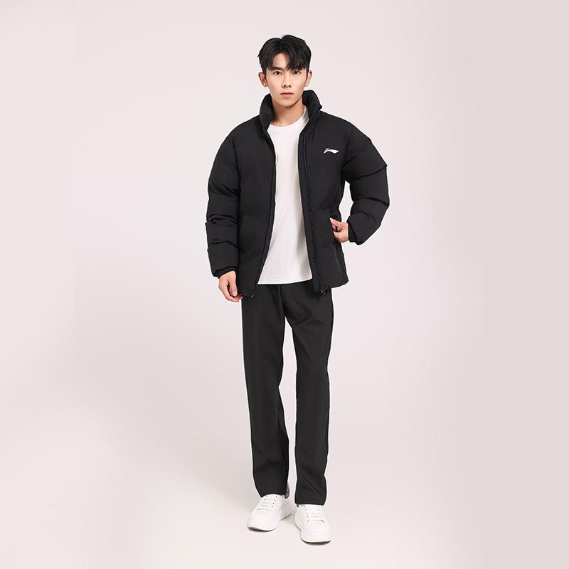 Теплая куртка-стойка серии Li Ning для настольного тенниса, удобная и универсальная, с длинным рукавом, из хлопка, унисекс, черная AJMU293-1