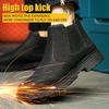 Мужские защитные ботинки, обувь со стальным носком, рабочая обувь, кожаные ботинки, неразрушимая обувь, устойчивые к проколам ботинки
