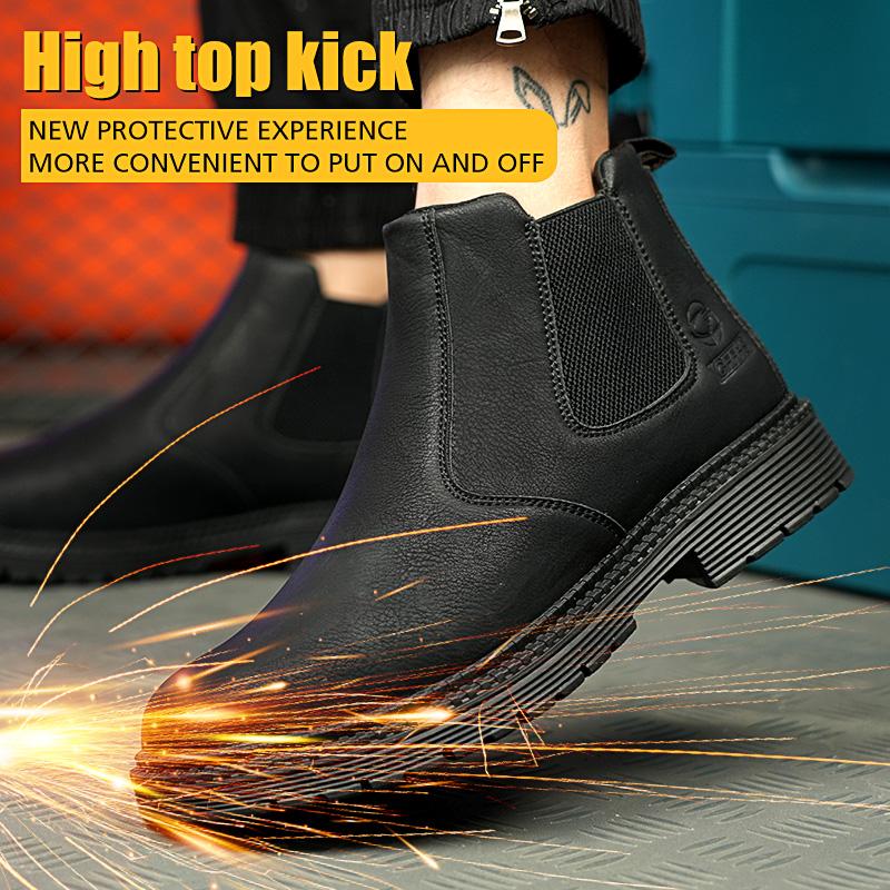 Мужские защитные ботинки, обувь со стальным носком, рабочая обувь, кожаные ботинки, неразрушимая обувь, устойчивые к проколам ботинки