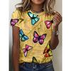 Summer Butterfly 3D Printed T-Shirts Plus Size Short Sleeve Top for Women's Versatile Loose Casual T-shirt
