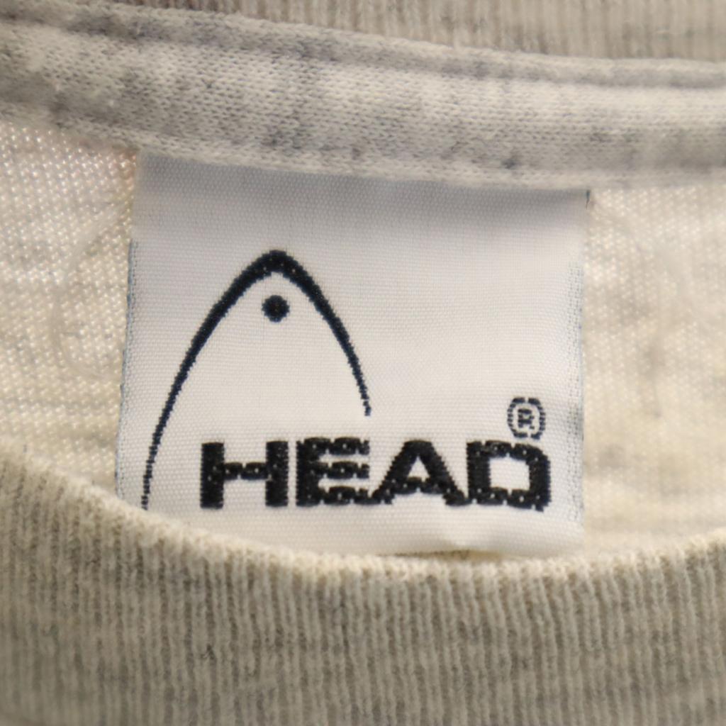 Head 90-е Сделано в США Старая футболка с коротким рукавом 2X серая Одинарный шов Мужская Б/У