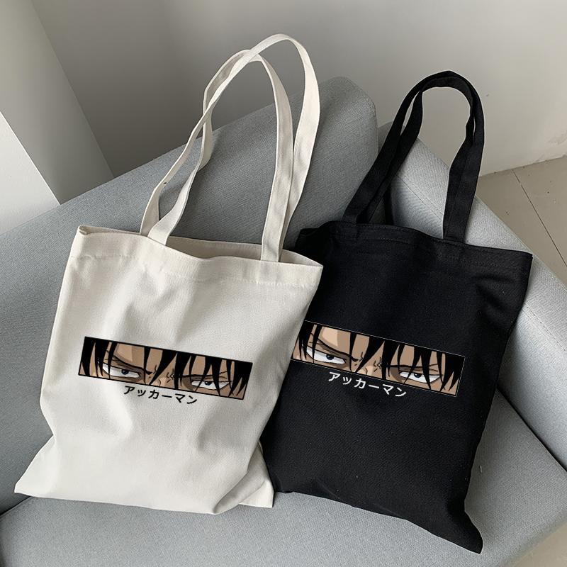 Attack On Titan Canvas Bag Japanese Anime Vintage Women Bag Hip-hop Big-capacity Casual Shopper Bag Harajuku Women Shoulder Bag