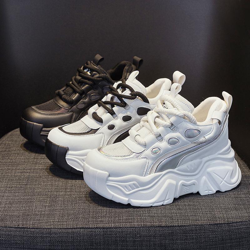 Inner Height-increasing Dad Shoes Women's Thick-soled Transparent Net Casual Fashion Sports Versatile Tide Muffin Women's Shoes