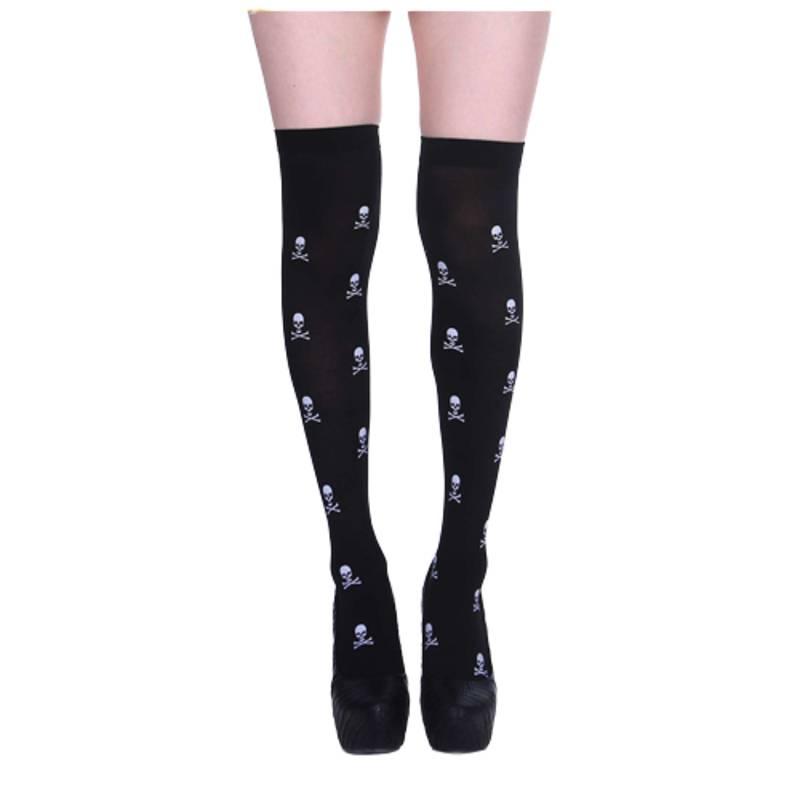 Хэнчжоу Хэллоуин Скелет Привидение Чулки до бедра Ультратонкие Дышащие Влаговпитывающие