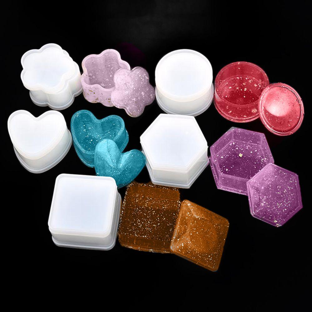 Made Tools Square Hexagon Round Storage Box Molds Crystal Glue Silicone Casting Mould Epoxy Resin