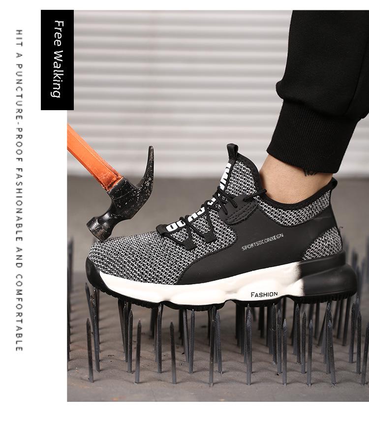 Мужская защитная обувь со стальным носком: Ударопрочные, Устойчивые к проколам, Дышащие, Летняя рабочая обувь