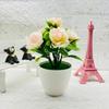 Миниатюрное растение цветущей розы Искусственные шелковые цветы Домашний декор Дисплей Офис