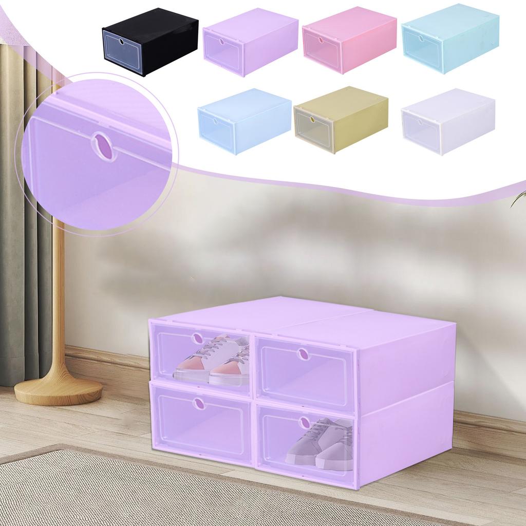 Shoes Plastic Stackable Shoe Box Organizer Storage Clear Foldable Home Textile Storage Stuff Organizer