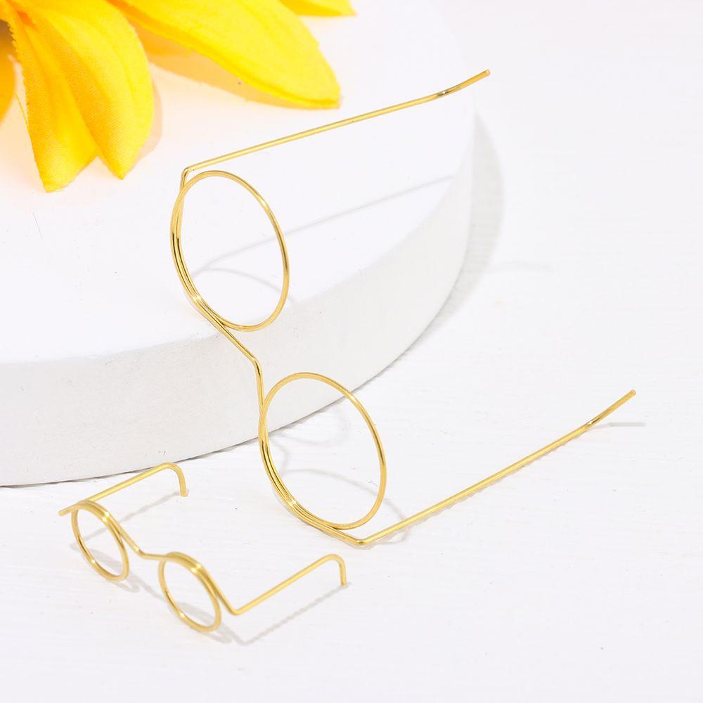 Детская игрушка сплав милые очки для куклы без линз золотые круглая оправа