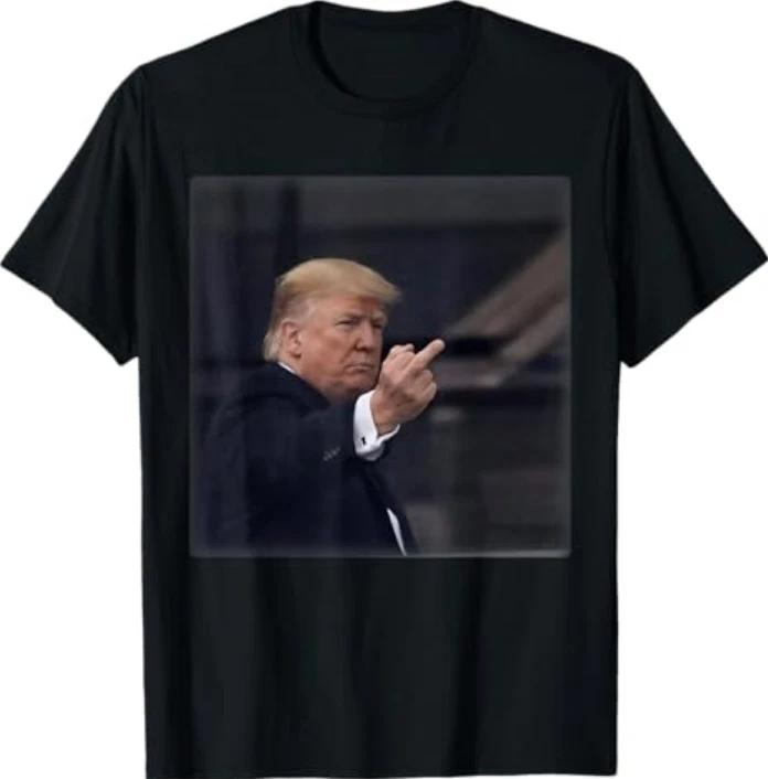 Trump Middle Finger 2026 Meme Funny Men Women 100% Cotton T-shirt Mens Tees Top
