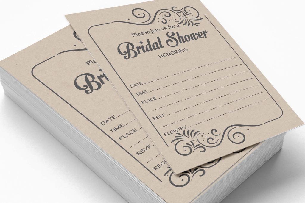 Inkdotpot 30A Fill in Style KraftA Fill-In Style Bridal Shower Invitations Wedding Blank