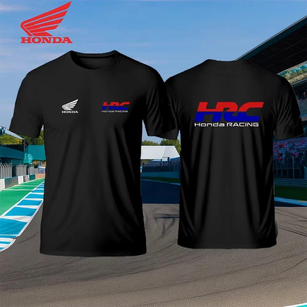 Свободная футболка с коротким рукавом с эмблемой Honda Wing и значком "HRC Honda Racing" на груди