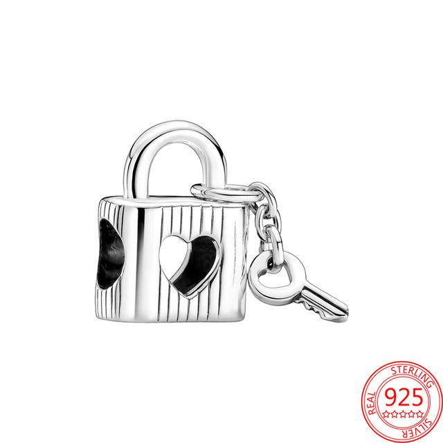 Новые подвески-замки и ключи из стерлингового серебра 925 пробы, подходят для браслета 925 пробы, для женщин, изящные ювелирные изделия своими руками, подарок