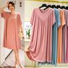 Super Soft Comfortable Short Sleeve Loose Pajama Dress Female Korean Loose V-Shaped Long Nightdress Modal Bottoming Night Shirt