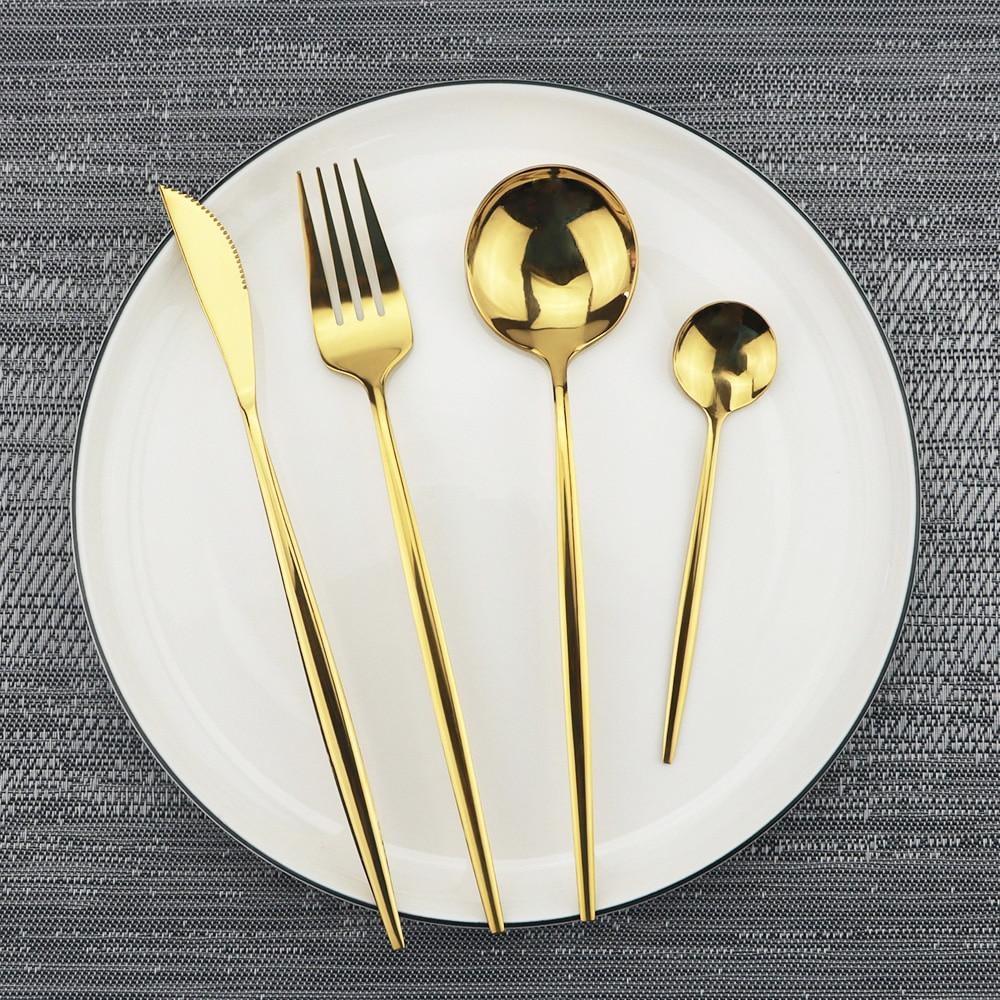 16 шт. черный набор столовых приборов 18/0 набор столовой посуды из нержавеющей стали кухонный золотой набор посуды нож вилка ложка столовые приборы