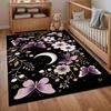 Black Purple Butterfly Crescent Area Rug Non Slip Mat for Bedroom Living Room Mystical Home Decor Aesthetic Witchy Bedroom
