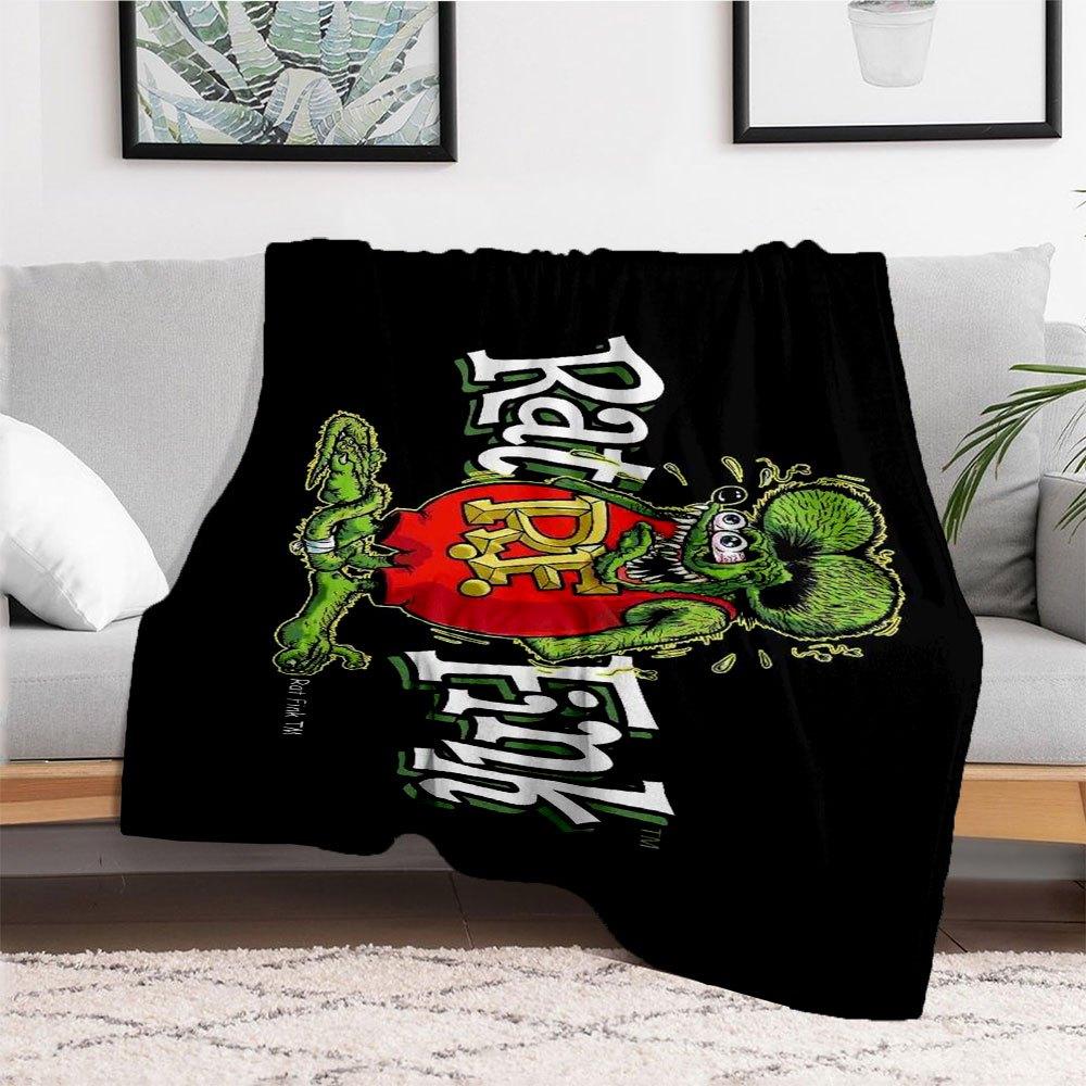 Rat Fink Classic T-Shirt - GreenBlanket Flannel Throw Blanket for Sofa, Bed, Travel, Camping, Office, Couch, Chair, And Bed Gift for Christm