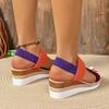 Мода Мода Комбинированные Цветные Босоножки на Платформе Женские Легкие Тканевые Босоножки Женские Летние Большого Размера 43 Толстая Подошва Нескользящие Сандалии