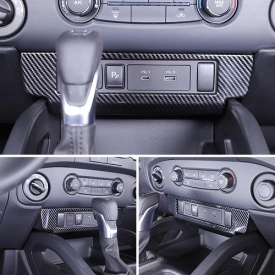 ABS Carbon Fiber Center Button USB Panel Cover Trim For Nissan Frontier +