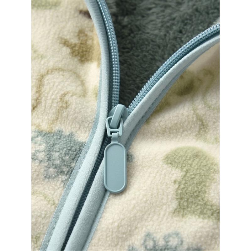 New Boys Cute Cartoon Animal Printed Casual Warm Thickened Stand Collar Zipper Jacket