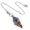 Natural 7 Chakra Healing Crystals Pendulum For Dowsing Divination Quartz Stone Pendulums Antique Reiki Pendant Jewelry