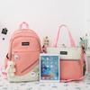 4 Pcs Sets Canvas Schoolbags Girls Women Backpackd Contrast Color Women Laptop Backpack Student Kids Rucksack Backpack