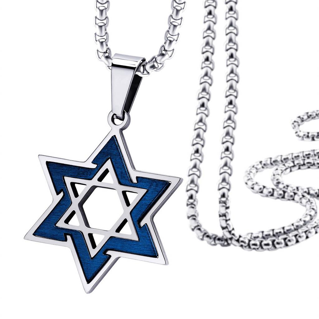 Stylish Star of David Necklace Two Color Star of David Pendant Necklace