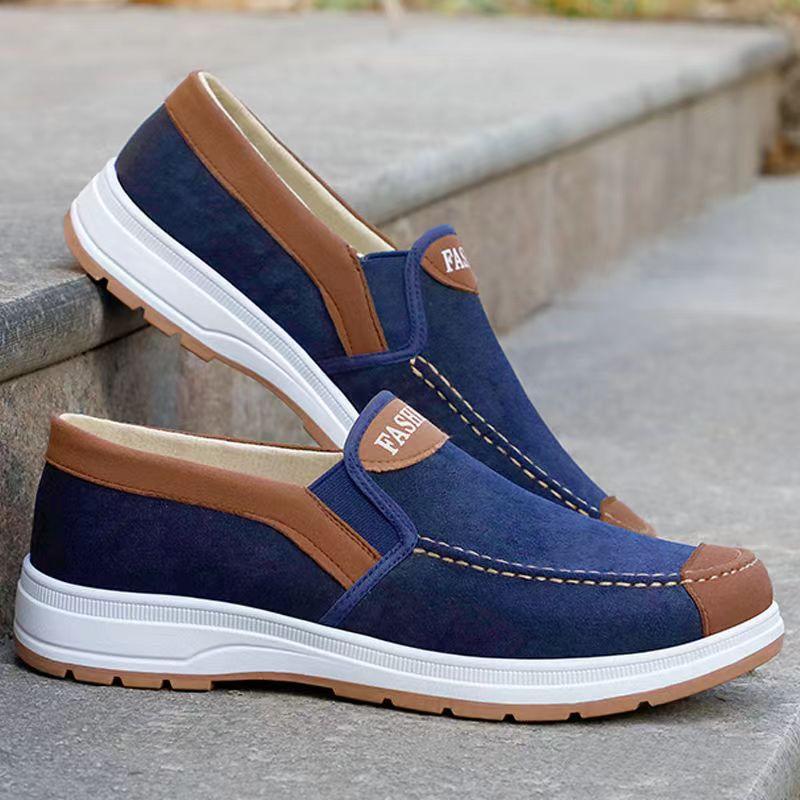 Старая пекинская тканевая обувь, мужская обувь, рабочая обувь на сухожильной подошве, повседневная обувь, дышащая парусиновая обувь без шнуровки для мужчин