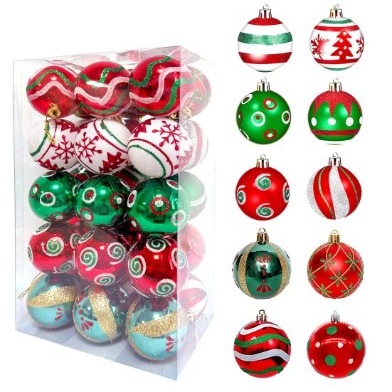 30 шт. Рождественские шары украшения 2,4 дюйма маленькие небьющиеся пластиковые шары рождественская елка подвесное украшение для праздничного венка для вечеринки декор для елки