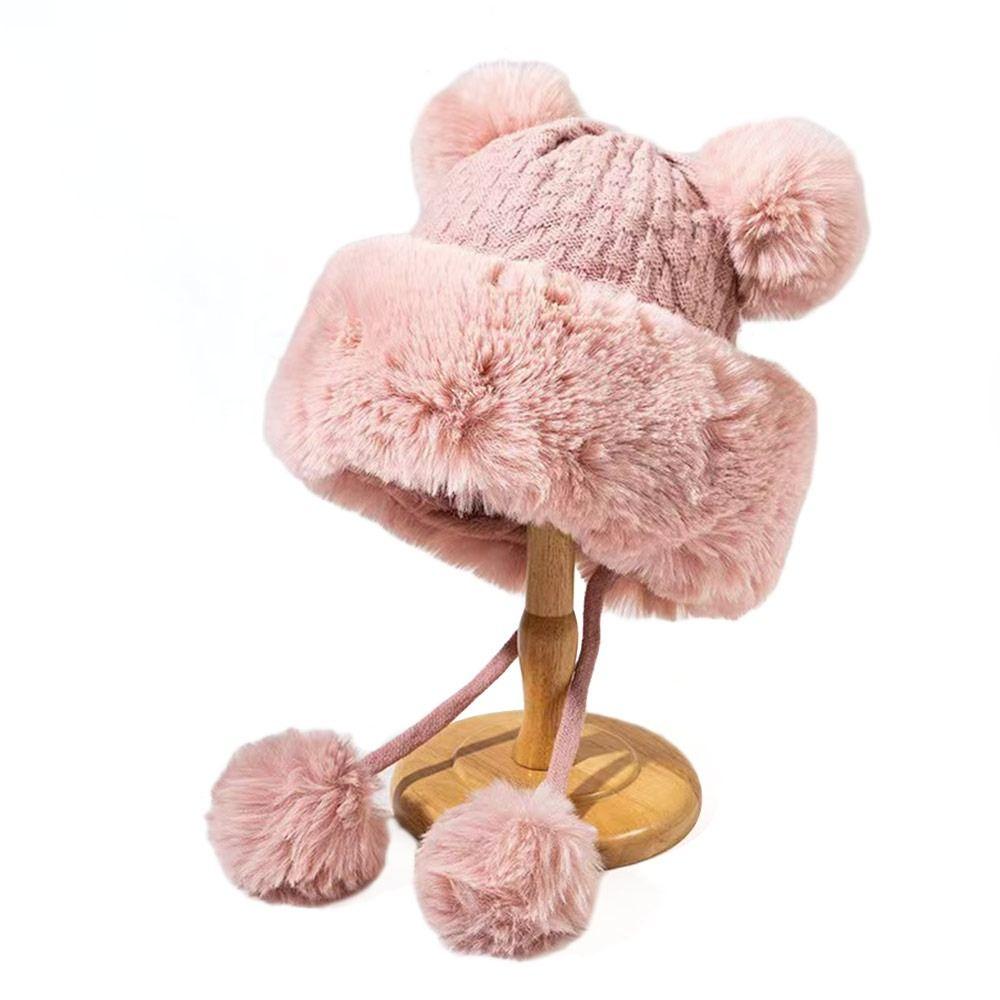 Утепленная зимняя шапка Каваи Шапка-ушанка Бархатная плюшевая шапка для женщин