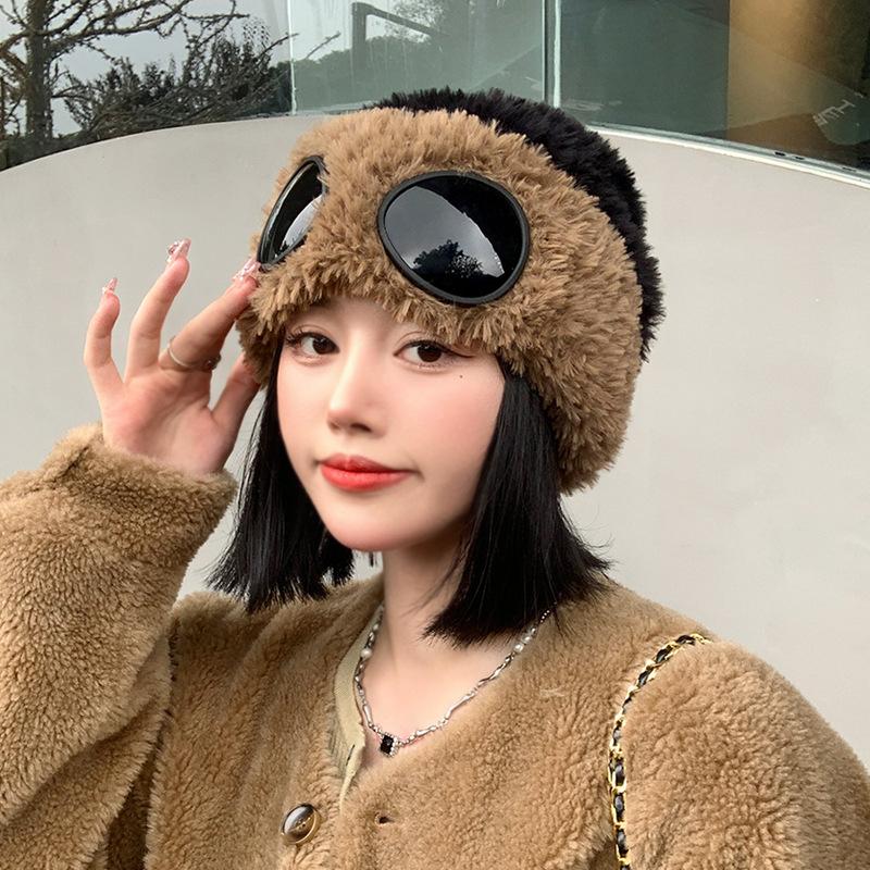 Женские кепки, ветрозащитная шапка для очков, плюшевая зимняя модная шапка Gorros, фиксирующаяся вязаная шапка, женская индивидуальная лыжная кепка