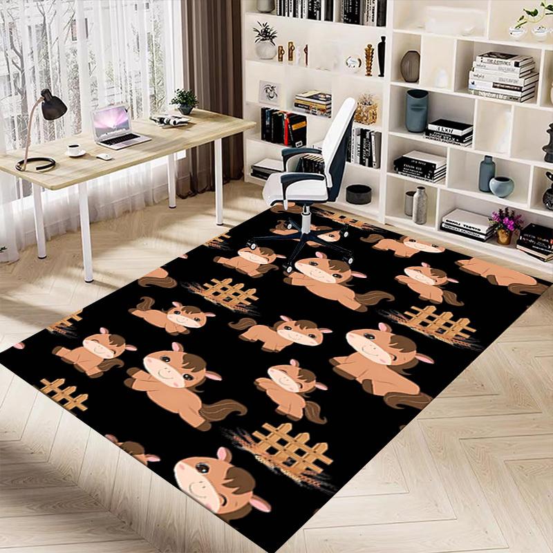 1PC Horse Farm Non-Slip Floor Carpet Compatible for Office&Living Room&Bedroom&Dining room - Flat-Weave Machine-O355