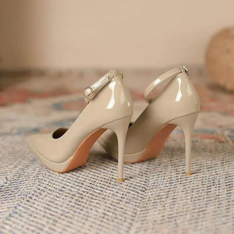 Fashion Spring Autumn Casual Sexy Solid Color Banquet Buckle High Heels Fashion Pointed Elegant Comfort Stilettos Women's Shoes