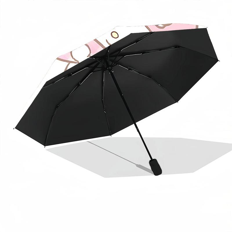 1pc My Melody & My Friend Chococat Heart-Shaped Auto Open Close Umbrella with Polka Dot Bowknot Design - Portable Folding Outdoor for Fans, Travelers,