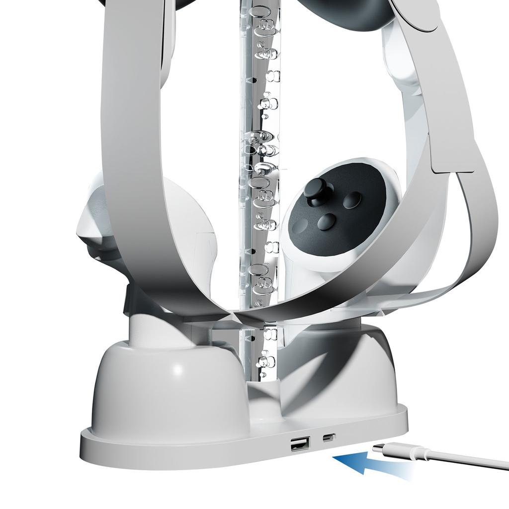Stylish Charging Dock with LED Light VR Headset Charger Stand Organize & Charge Your Headset for Meta Quest 3 Headset