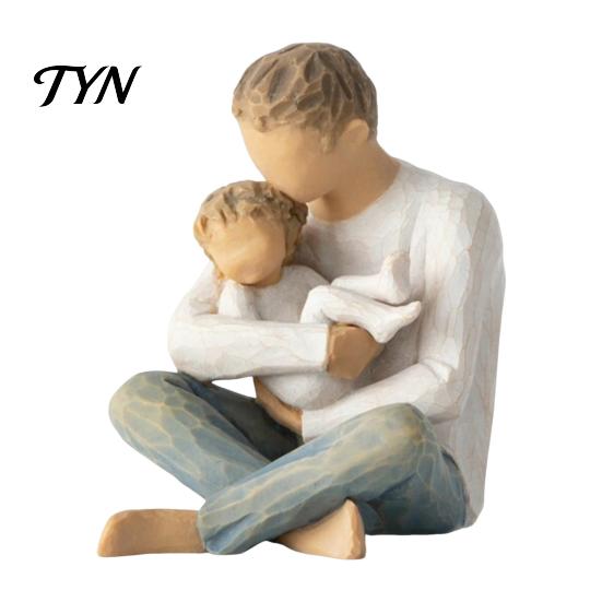Домашний аксессуар в скандинавском стиле, фигурка из смолы с текстурой дерева, ручная резьба, Мать и ребенок / Семья / Пара / Владелец собаки, Минималистичное украшение для рабочего стола