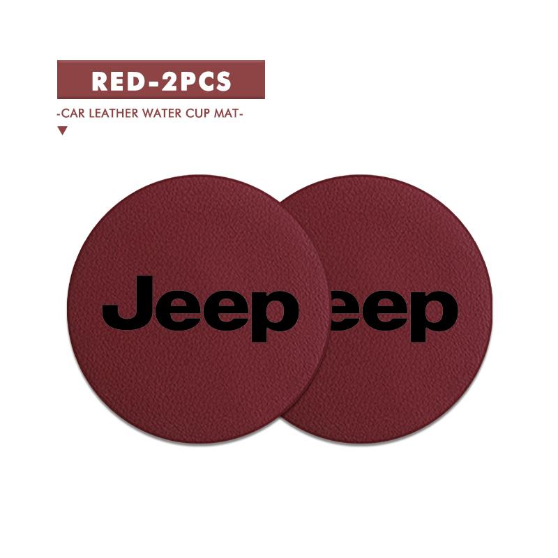 2pcs Car Water Cup Mat Suede Coaster Non Slip Pad Accsesories For Jeep Grand Cherokee Wrangler JK Renegade Gladiator Compass AKL1