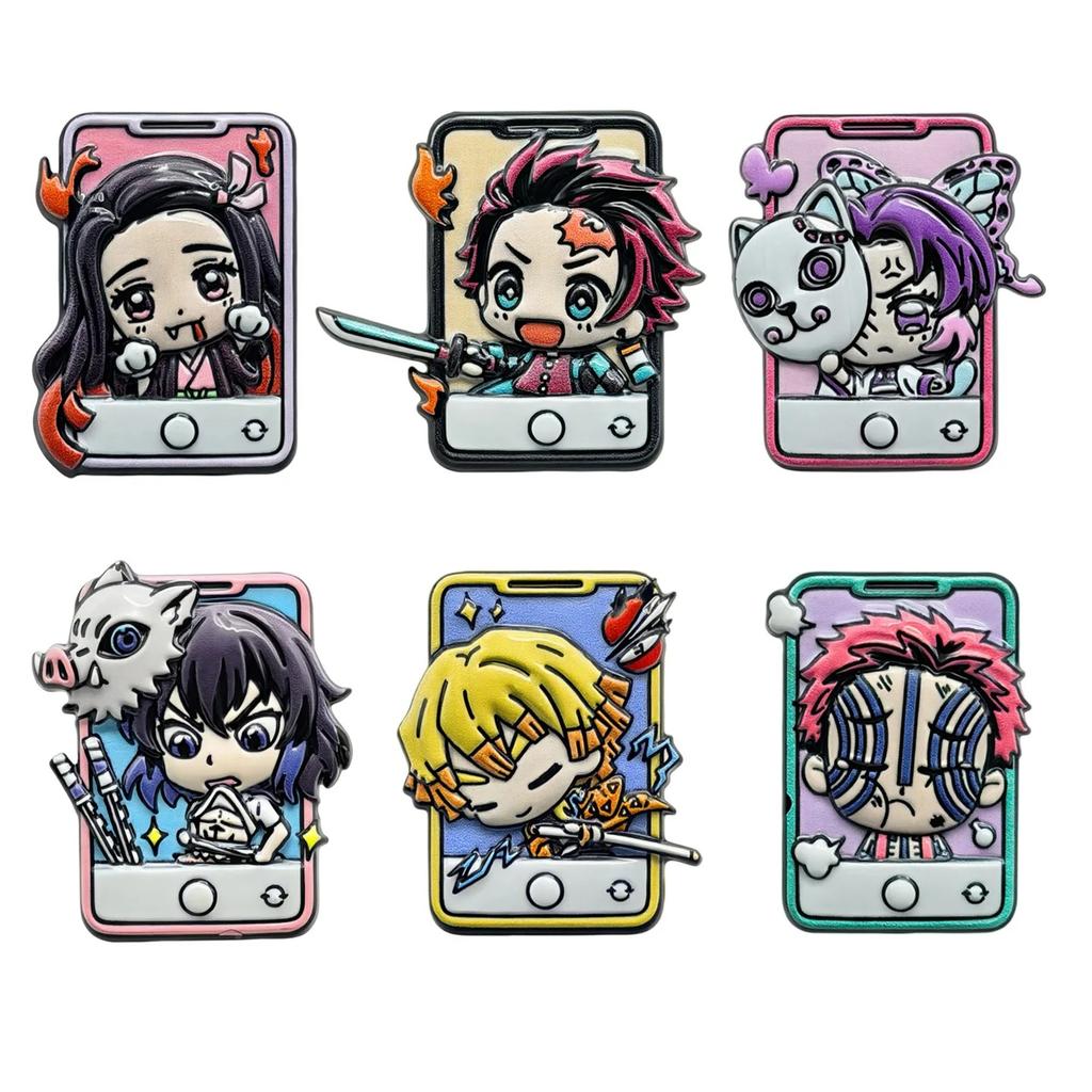 -6Pcs/Set Demon Slayer Anime Cosplay Brooches Cute Character Pins Clothing Backpack Lapel Badges Jewelry Accessories Gifts
