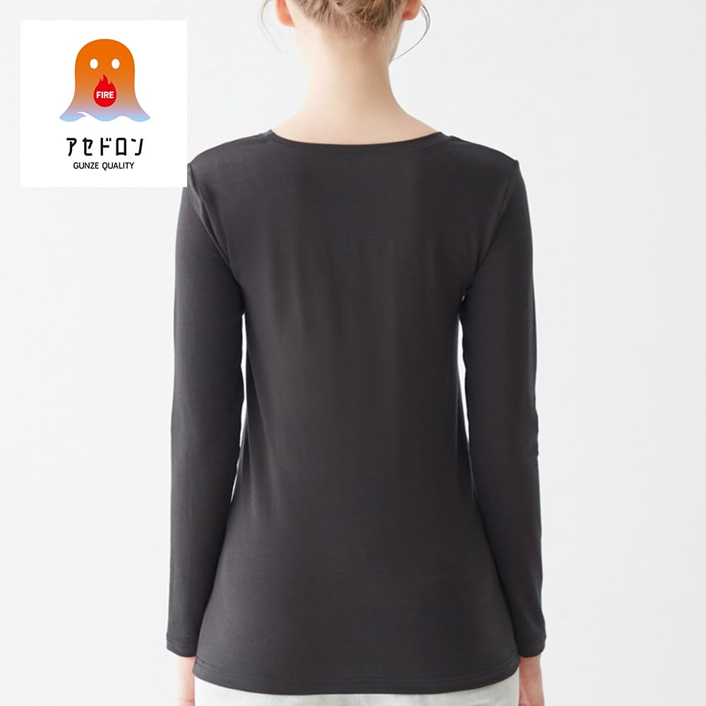Gunze Fire Acedron Внутренний Средний Предотвращает Охлаждение от Пота в Тепле Acedron MH0046 Футболка, Толстая, На Флисовой Подкладке, Зимняя, Влагоотводящая,