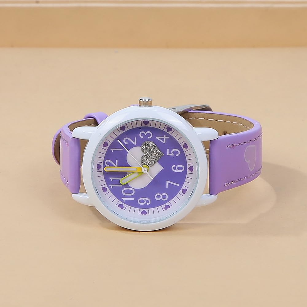 Quartz Analog Watch for Perfect Gift for School Back to and Celebrations Kids' Girls, Children's Day, Entrance, School, Birthdays, (Purple)