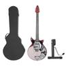 Reddish Brown Miniature Electric Guitar Replica with Stand and Case Musical Instrument Model