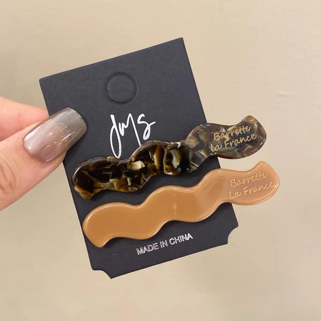 2pcs/set Acetate Hair Clips Wave Geometric Hairpin Colorful Printings Barrettes Elegant Sweet Cute Women Hair Accessories