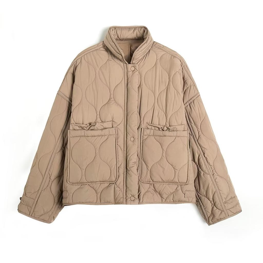 GMXIA Women's Vintage Casual Solid Color Print Autumn Winter Long Sleeve O-Neck Jackets & Coats