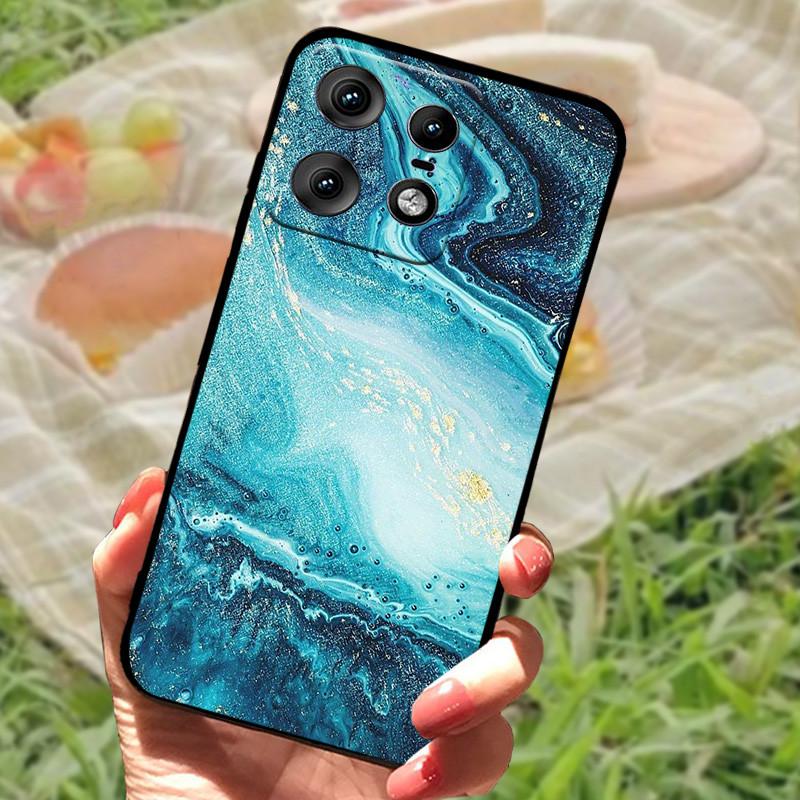 Чехол для Motorola Edge 50 Pro Модный Мраморный Силиконовый Черный Мягкий Бампер для Телефона Moto Edge 50 Pro Мультяшные ТПУ Оболочки