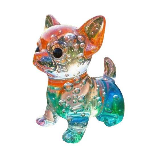 Юшэн Цветные Стеклянные Украшения Собаки Радужный Градиент Фигурки Щенков Декоративная Скульптура Собаки Подарок на Праздники Дни Рождения