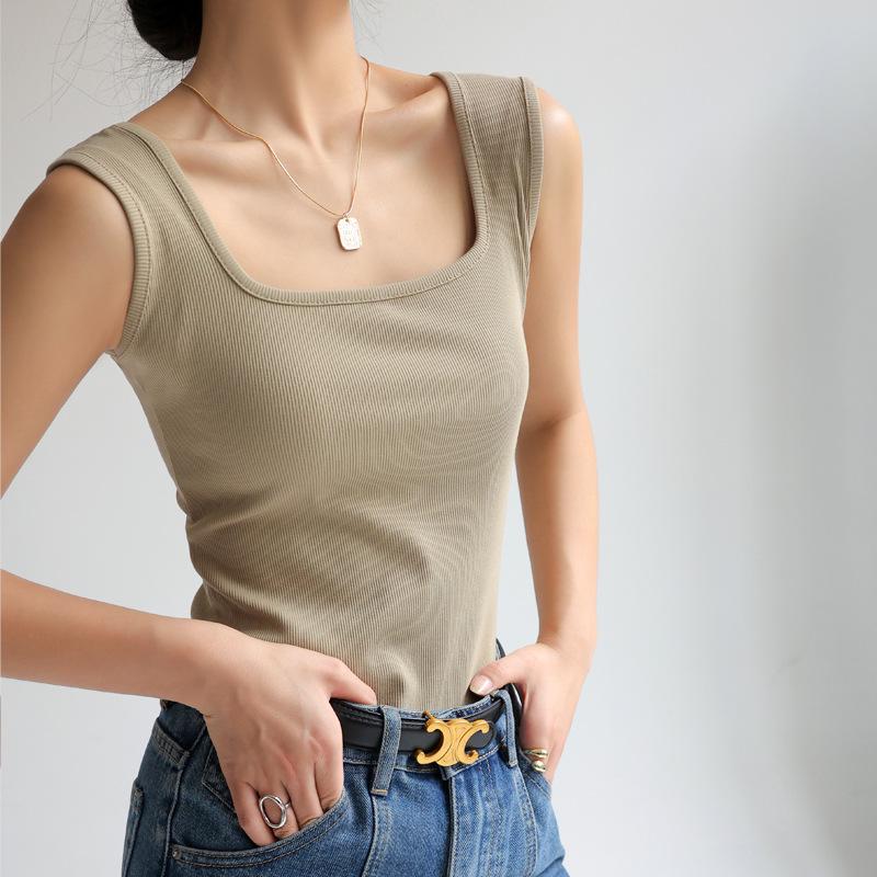 Женская летняя майка без рукавов с квадратным вырезом - Свободная, универсальная и легкая майка