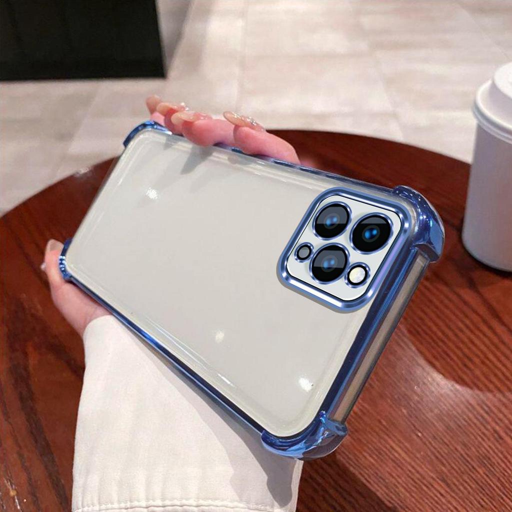 Чехол для iPhone 16 Pro Max, 16 Pro, 15 Pro Max, 15 Pro, 14 Pro Max, 14 Pro, 13 Pro Max, 13 Pro, с гальванизированной цветной рамкой, прозрачный чехол-бампер для телефона