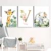 Nursery Personalized Poster Custom Baby Name Wall Art Print Plant Leaves Animals Canvas Painting Decoration Kids Bedroom Picture